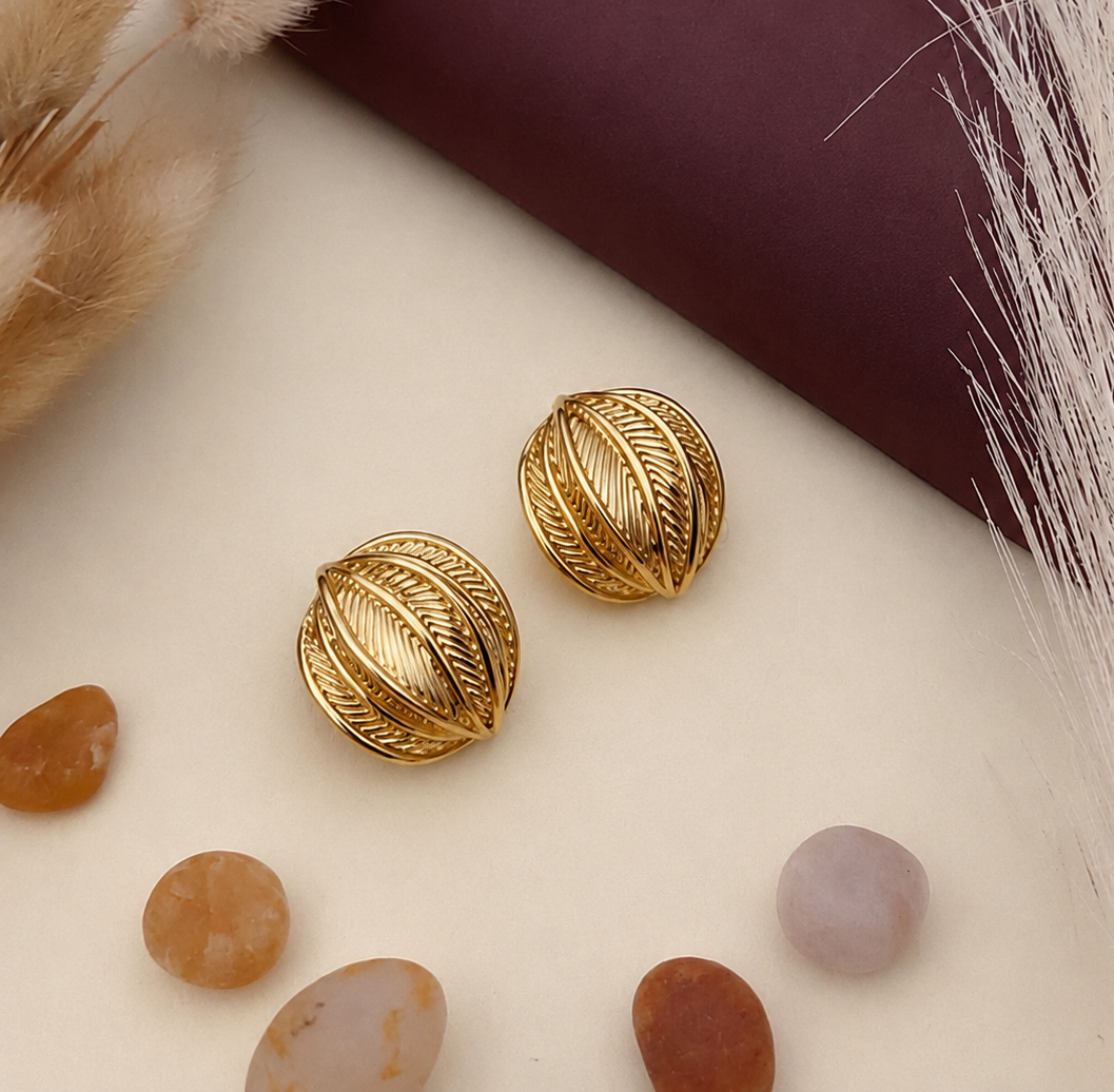 Textured Gold Leaf Studs