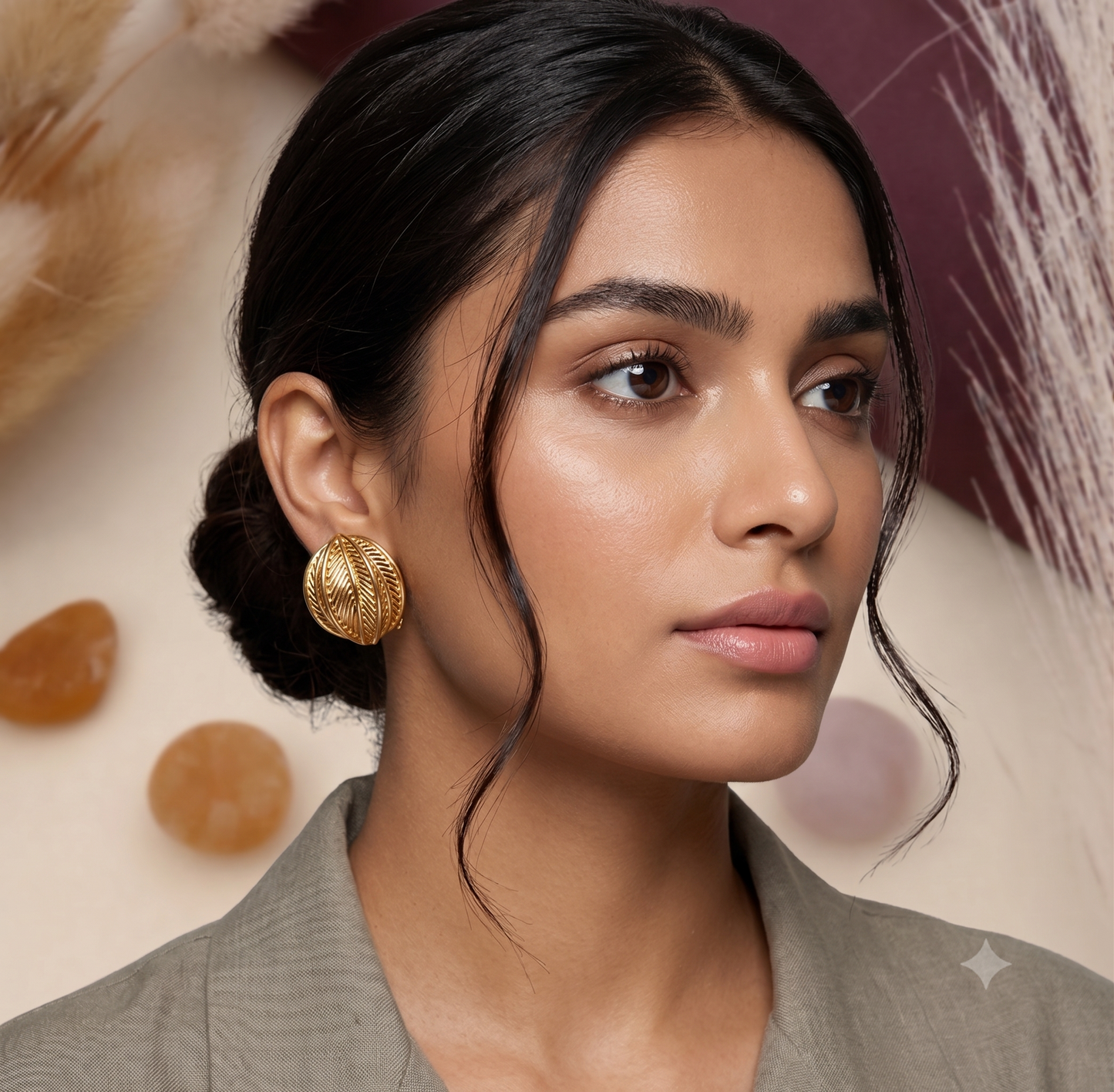 Textured Gold Leaf Studs