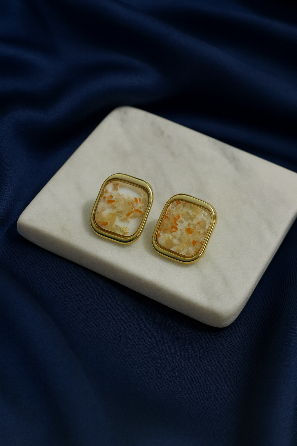 Golden Frame Resin Elegance Earrings