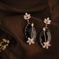 Midnight Bloom Black Stone Ear Dangler