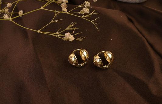 Starry Shine Gold Hoop Studs