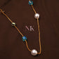 Pearl Aura Dual-Tone Necklace – Elegance with a Touch of Color