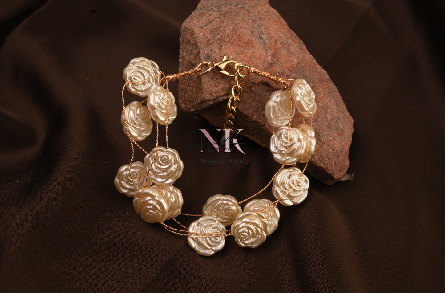 Rose Pearl Charm Bracelet