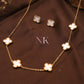 Radiant Clover Charm Neckline & Studs Set