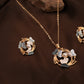 Butterfly Pearl Charm Neckline & studs Set
