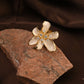 White Enamel Blossom flower CZ Ring