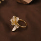 White Enamel Blossom flower CZ Ring