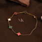 Multicolor Small Clover Charm Chain Bracelet