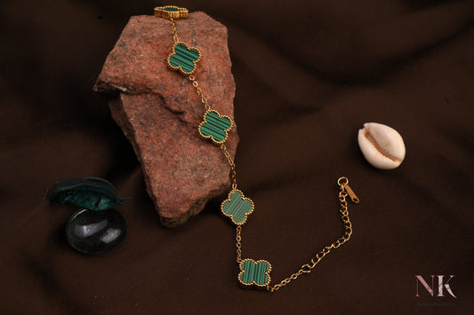 Emerald Clover Charm Chain Bracelet