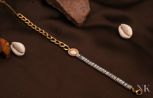 Dual Glam Roman Dial Chain Bracelet
