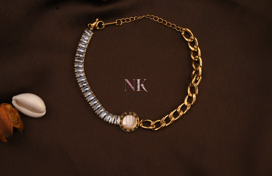 Dual Glam Roman Dial Chain Bracelet