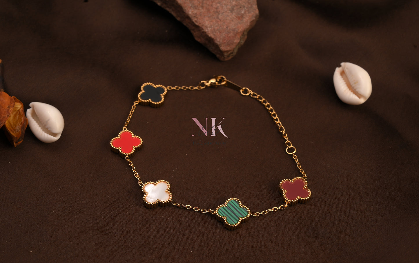 Multicolor Clover Charm Chain Bracelet