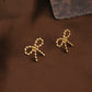Golden Bow Dotted  Charm Studs