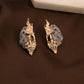 Golden Textured Grey Stone Spark Studs