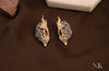 Golden Textured Grey Stone Spark Studs