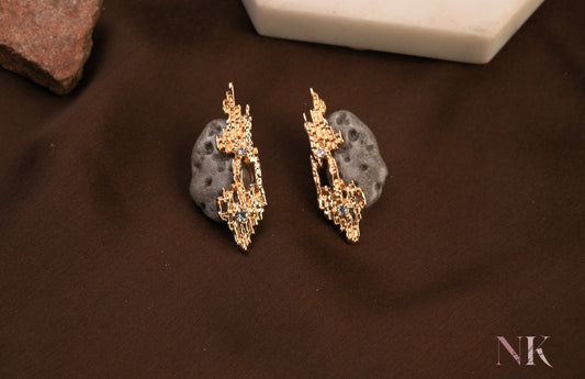 Golden Textured Grey Stone Spark Studs