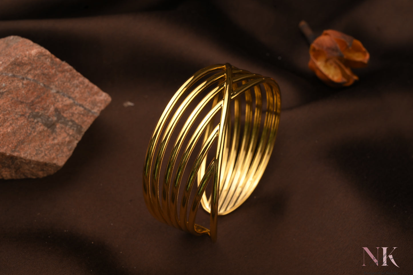 Golden Wave Statement Cuff Bracelet