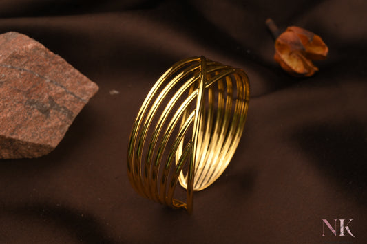 Golden Wave Statement Cuff Bracelet