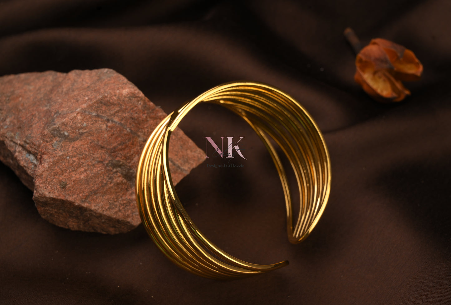 Golden Wave Statement Cuff Bracelet