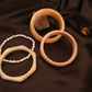 Chic Neutral Wooden Bangle Set- Bracelet