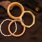 Chic Neutral Wooden Bangle Set- Bracelet