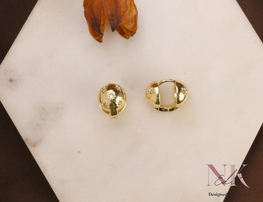 Starry Shine Gold Hoop Studs