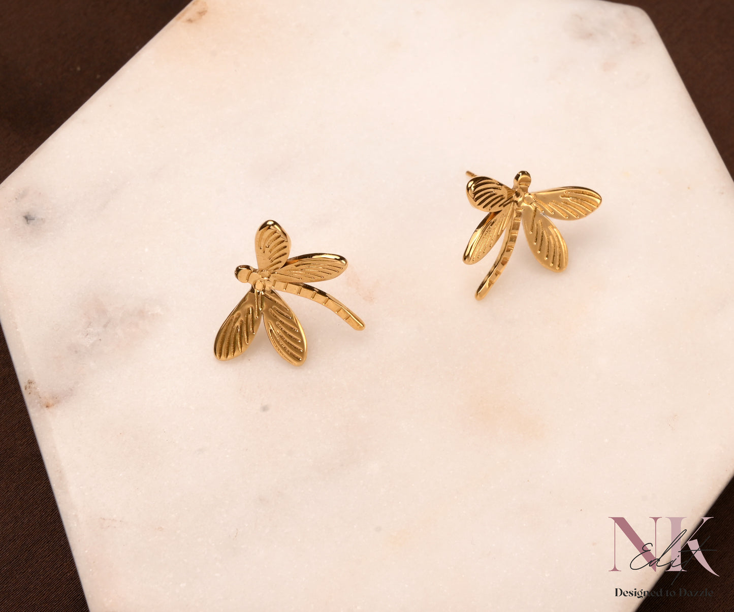 Golden Dragonfly Studs