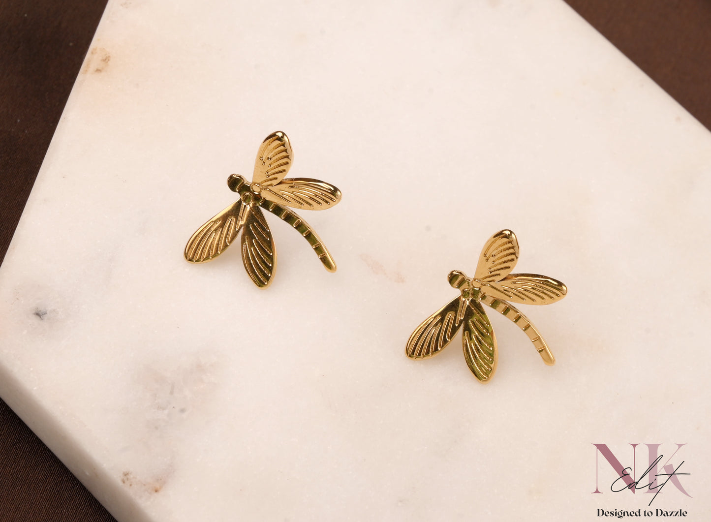 Golden Dragonfly Studs