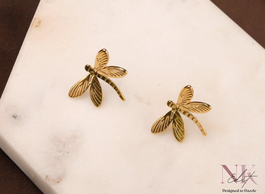 Golden Dragonfly Studs