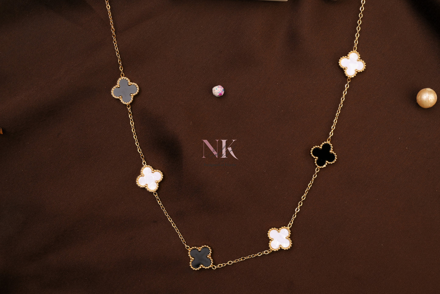 Dual Charm Clover Chain Neckline