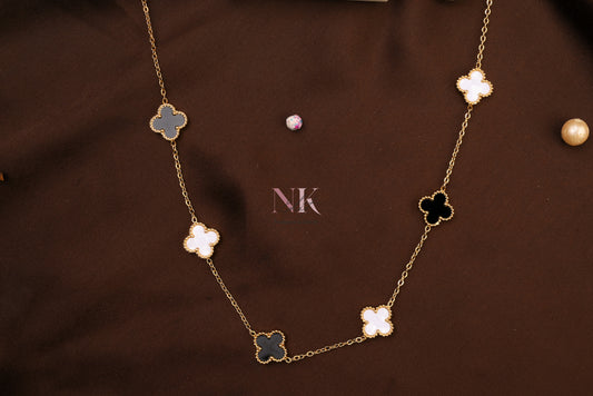 Dual Charm Clover Chain Neckline