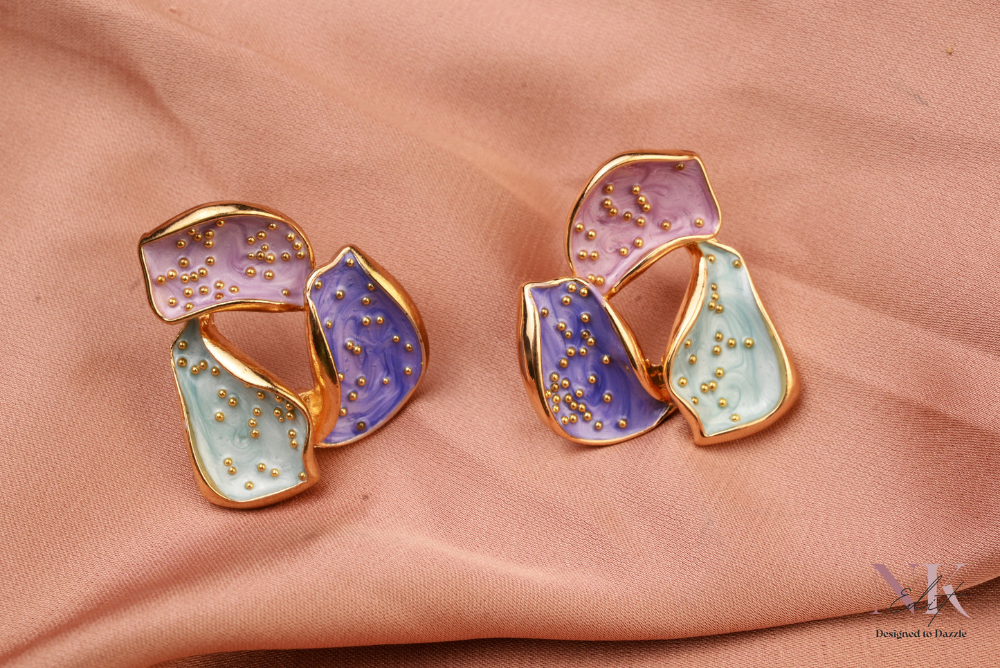 Multi-Color Gold Dotted Enamel Studs