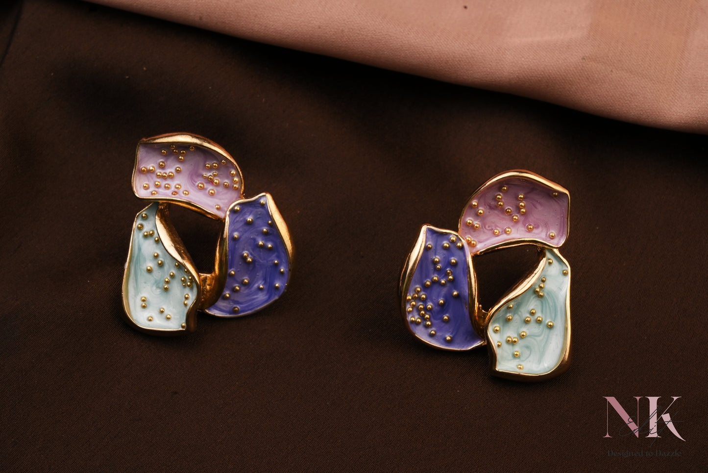 Multi-Color Gold Dotted Enamel Studs