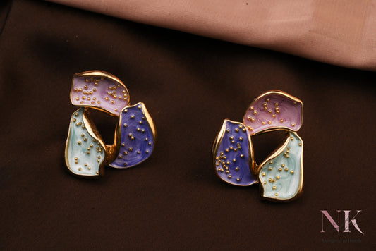 Multi-Color Gold Dotted Enamel Studs