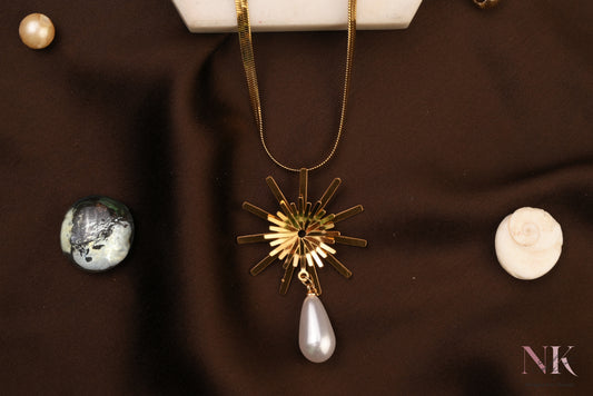 Golden Radiance Pearl Drop Neckline