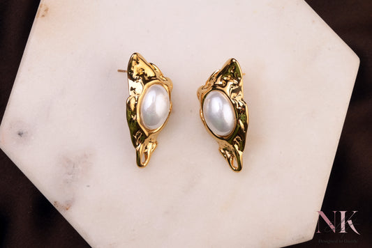 Molten Golden Pearl Studs