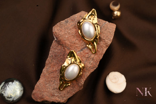 Molten Golden Pearl Studs