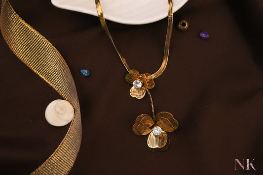 Gold Mesh Flower Neckline