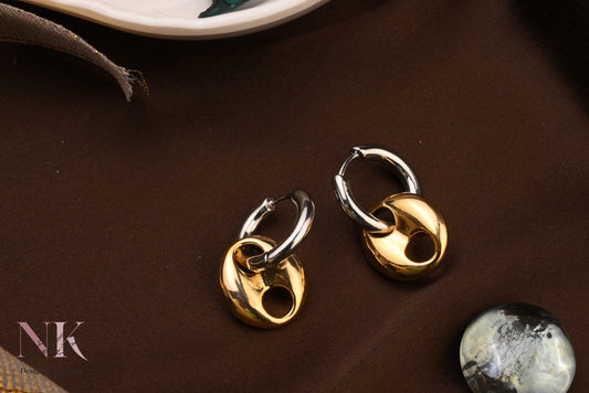 Dual Tone Link Hoop Drops