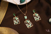 Green Emerald Butterfly Neckline & Studs Set