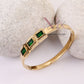 Emerald Green Triple-Stone Gold Bangle