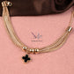 Majestic Clover Charm Dual Tone Black & White Chain Bracelet