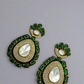Dark Green Moissanite & Polki Teardrop Danglers