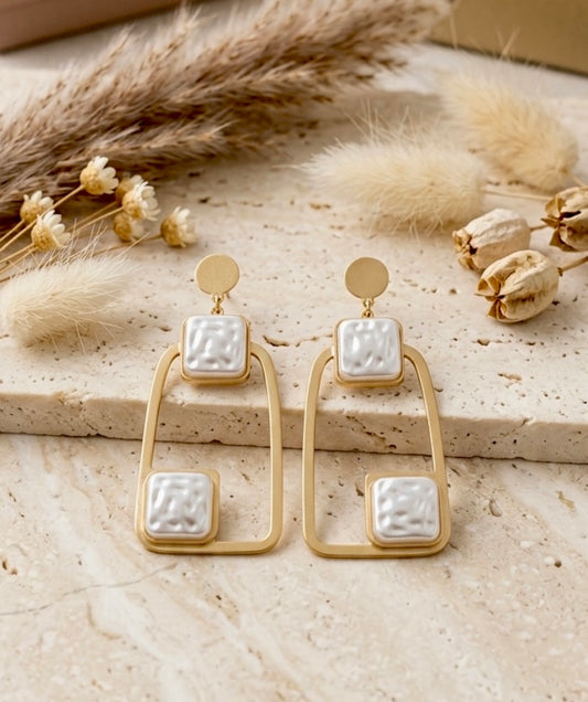 Abstract Geometric Open-Frame Drop Earrings