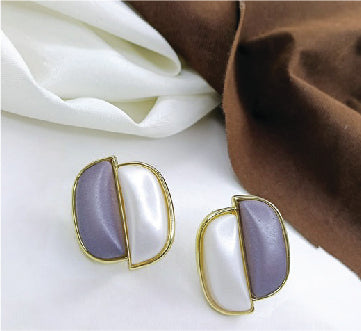 Dual Tone Lilac White Elegance Studs
