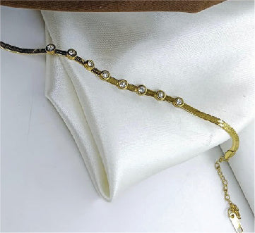 Crystal Charm Sleek Gold Chain-Bracelet