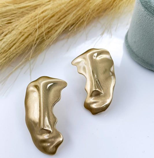 Molten Gold Face Sculptural Studs
