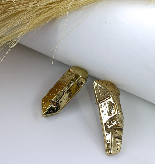 Golden Textured Face Studs