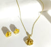 Golden Petal Charm Neckline & Stud Set