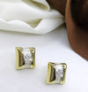 Dual Tone White Gold Square Studs